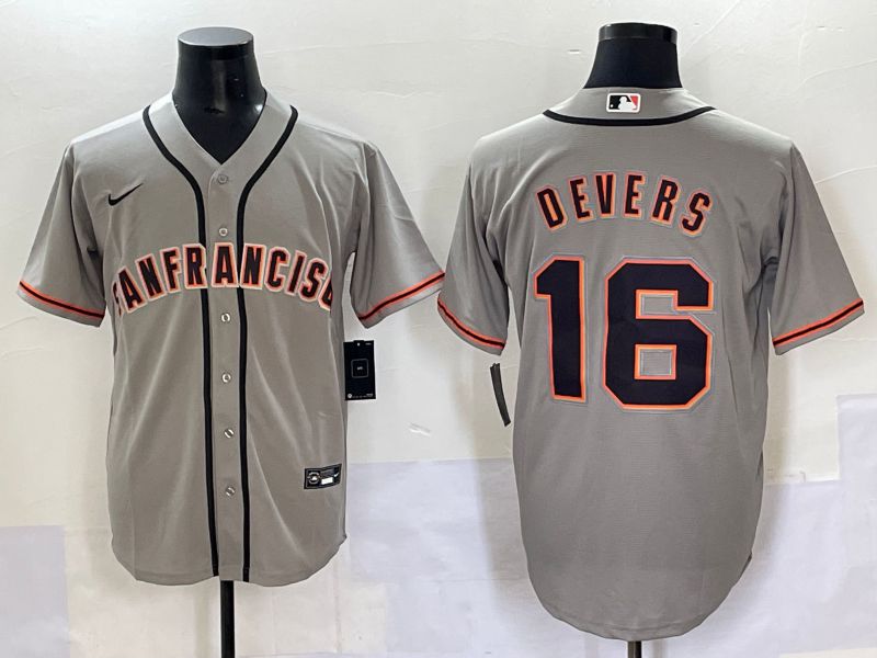 Men 2025 San Francisco Giants 16 Devers Grey Game Nike MLB Jersey style 41